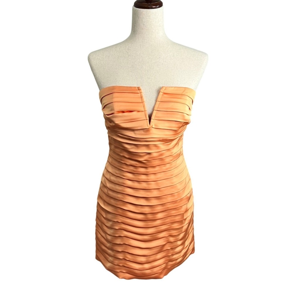 NWT Ramy Brook Pia Strapless Mini Dress in Peach Size 4 $625